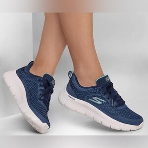 Skechers Go Walk Flex Kali Navy Mesh Athletic Walking Sneakers Size 8.5